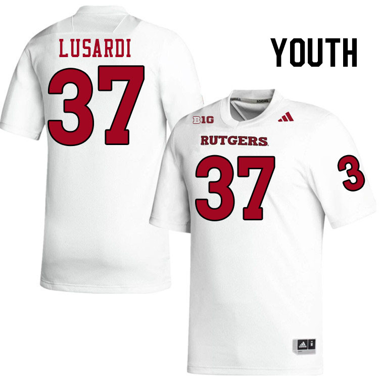 Youth #37 Joe Lusardi Rutgers Scarlet Knights 2024 College Football Jerseys Stitched-White